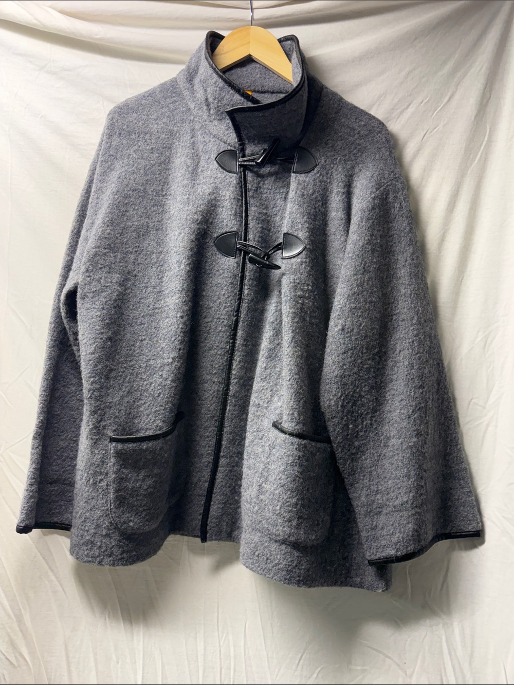 Ruby Rd. Heather Gray Wool Coat with Yellow Logo Tag